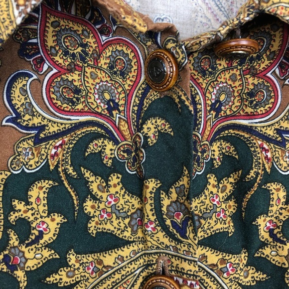 Vintage Multi Colour Paisley Print Button Down - Picture 5 of 10